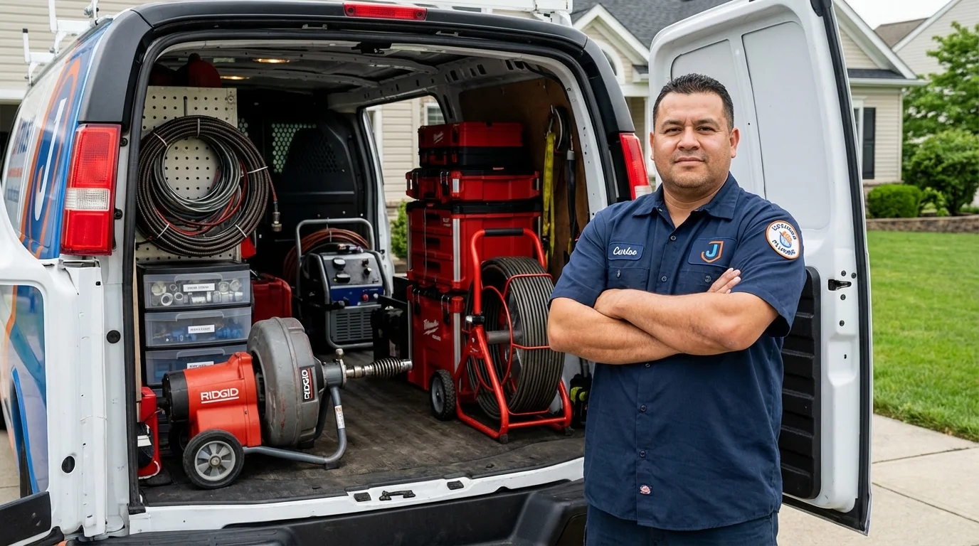 Professional drain cleaning equipment and Johns Plumbing LLC plumber in Sabinal