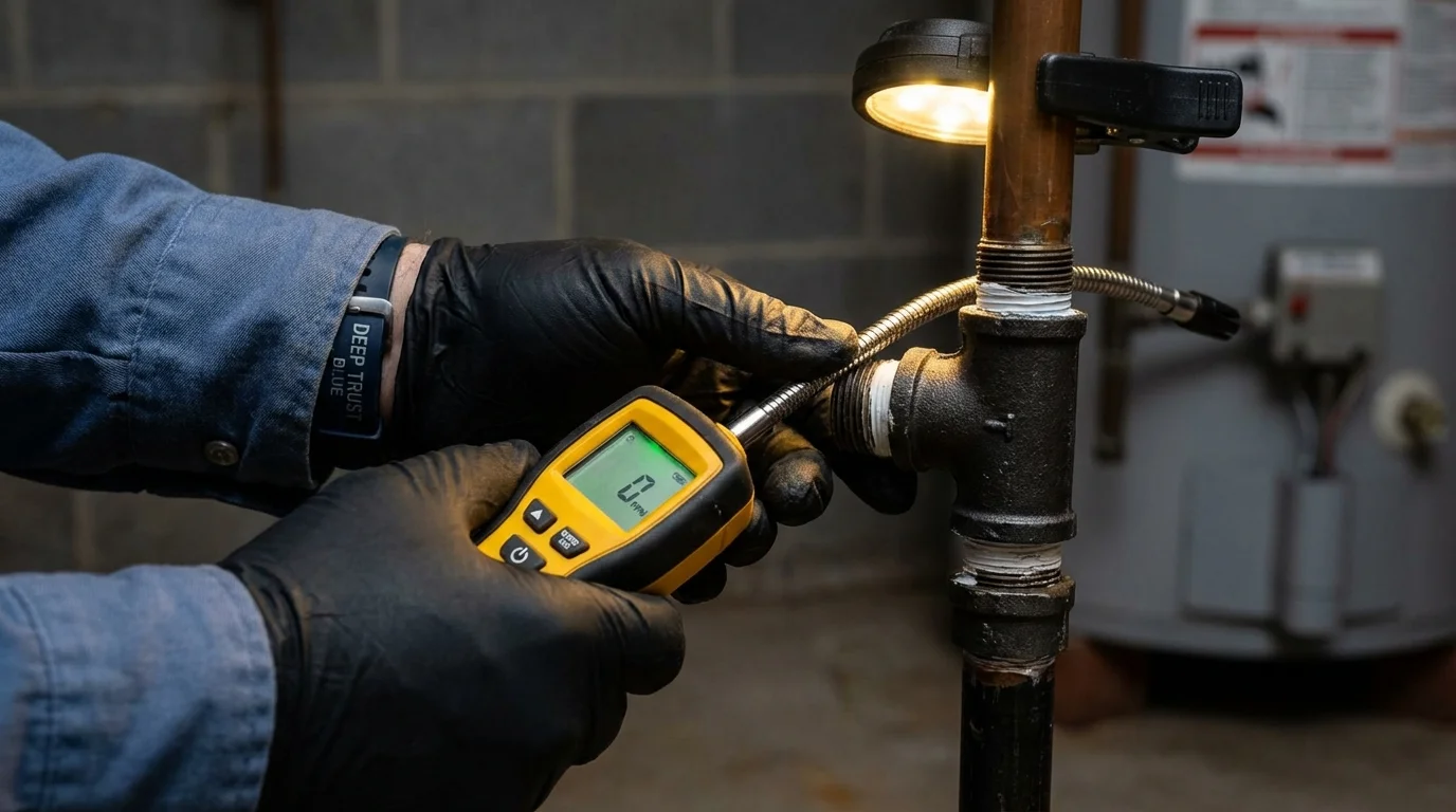Gas leak detection with electronic sniffer by Johns Plumbing LLC in Sabinal
