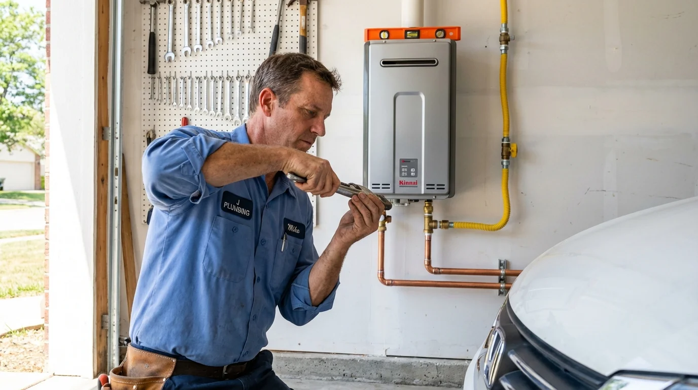 Tankless water heater installation by a Johns Plumbing LLC plumber in Sabinal